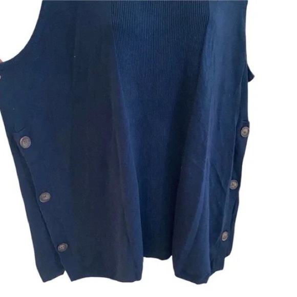 J Jason Wu Womens Plus Size 4X Blouse Sleeveless Sweater Top Blue Button Detail - Picture 2 of 3